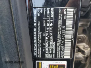 2016 Mercedes-Benz GLE 300d с VIN 4JGDA0EB6GA622515, выставлен на аукционе Copart как лот 65335345 с пробегом 104 949 миль миль и Списание • Salvage title. История ставок и продаж доступна на DreamBid. Изображение 14.