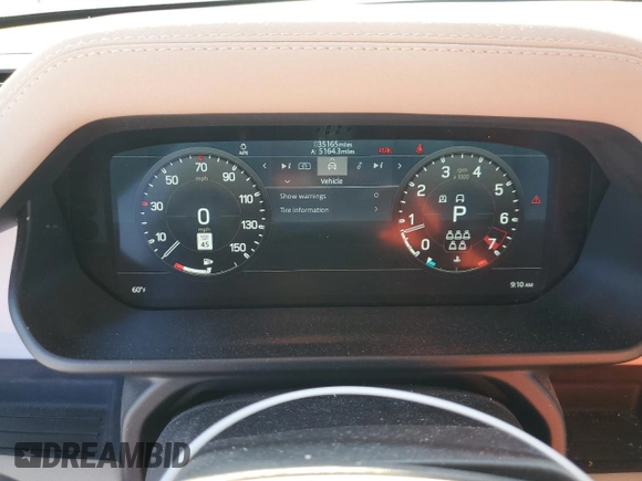 2022 Land Rover Defender SE with VIN SALEPERU8N2067390, listed as a Copart auction lot 52444155 with 35,165 mi miles and Salvage title. Bid and sale history available at DreamBid. Image 9.