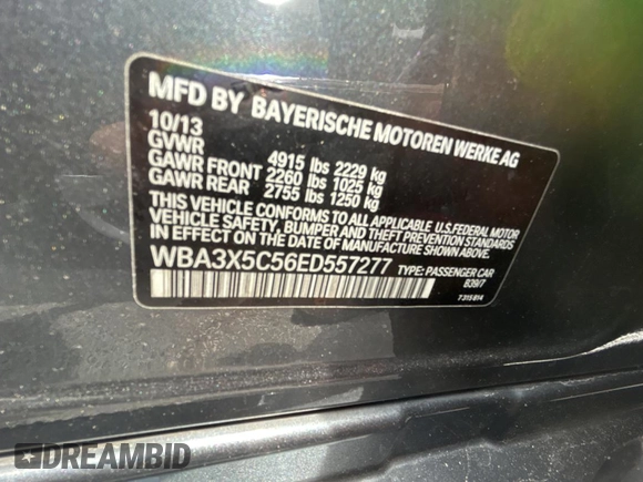 2014 BMW 3 Series 328i Gran Turismo xDrive with VIN WBA3X5C56ED557277, listed as a Copart auction lot 54420655 with 169,895 mi miles and Clean title. Bid and sale history available at DreamBid. Image 10.