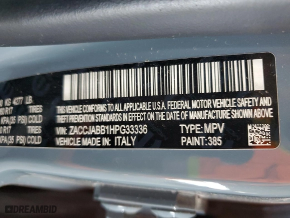 2017 Jeep Renegade Latitude with VIN ZACCJABB1HPG33336, listed as a Copart auction lot 49984035 with 42,874 mi miles and Salvage Title. Bid and sale history available at carsss.com. Image 16.