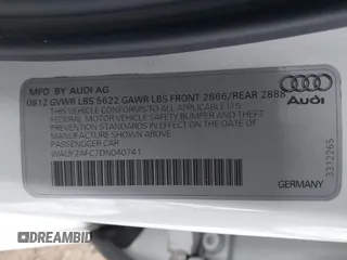 2013 Audi S6 Prestige with VIN WAUF2AFC7DN040741, listed as a IAAI auction lot 41032195 with 107,431 mi miles. Bid and sale history available at carsss.com. Image 9.