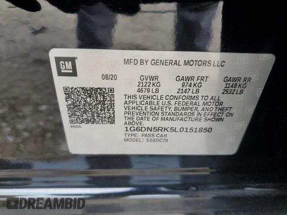 2020 Cadillac CT5 Premium Luxury with VIN 1G6DN5RK5L0151850, listed as a Copart auction lot 43774695 with 44,729 mi miles and Salvage Title. Bid and sale history available at DreamBid. Image 12.