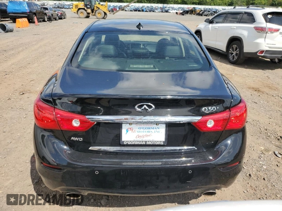 2014 Infiniti Q50 Sport with VIN JN1BV7AR1EM681398, listed as a Copart auction lot 80854494 with 128,127 mi miles and Salvage title. Bid and sale history available at DreamBid. Image 6.