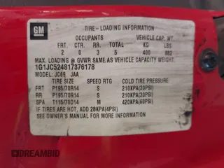 2001 Chevrolet Cavalier with VIN 1G1JC524817376178, listed as a IAAI auction lot 41366206 with Not Provided miles and . Bid and sale history available at DreamBid. Image 9.