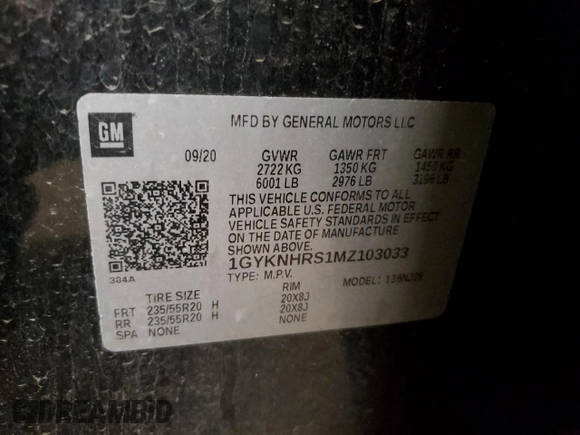 2021 Cadillac XT5 AWD Sport with VIN 1GYKNHRS1MZ103033, listed as a Copart auction lot 58586425 with 65,229 mi miles and Salvage title. Bid and sale history available at DreamBid. Image 13.