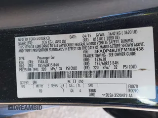 2015 Ford Fiesta SE with VIN 3FADP4BJXFM189438, listed as a IAAI auction lot 40535245 with 102,013 mi miles. Bid and sale history available at carsss.com. Image 9.