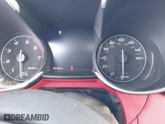 2019 Alfa Romeo Giulia with VIN ZARFANAN6K7601511, listed as a IAAI auction lot 41440169 with 53,104 mi miles. Bid and sale history available at carsss.com. Image 7.