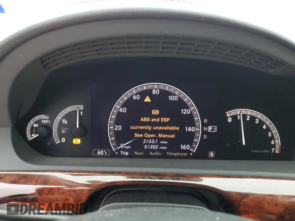 2007 Mercedes-Benz S 550 with VIN WDDNG71X37A082239, listed as a Copart auction lot 43157965 with 51,302 mi miles and Salvage Title. Bid and sale history available at DreamBid. Image 9.