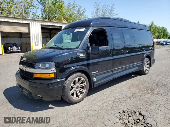 2018 Chevrolet Express Cargo Van with VIN 1GCWGBFG5J1242705, listed as a Copart auction lot 55627615 with 77,611 mi miles and Clean Title. Bid and sale history available at carsss.com. Image 1.