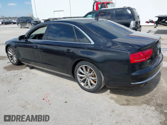 2012 Audi A8 L with VIN WAURVAFD5CN038949, listed as a IAAI auction lot 41914575 with 85,634 mi miles. Bid and sale history available at carsss.com. Image 3.