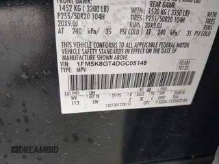 2013 Ford Explorer Sport с VIN 1FM5K8GT4DGC05148, выставлен на аукционе IAAI как лот 42302128 с пробегом 157 780 миль миль и . История ставок и продаж доступна на DreamBid. Изображение 9.