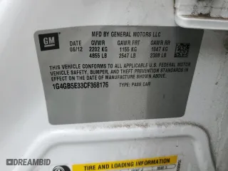 2012 Buick LaCrosse Convenience with VIN 1G4GB5E33CF368176, listed as a Copart auction lot 58062054 with 50,806 mi miles and Salvage Title. Bid and sale history available at carsss.com. Image 12.