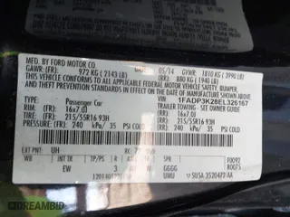 2014 Ford Focus SE with VIN 1FADP3K28EL326167, listed as a IAAI auction lot 41660698 with 97,166 mi miles. Bid and sale history available at carsss.com. Image 9.