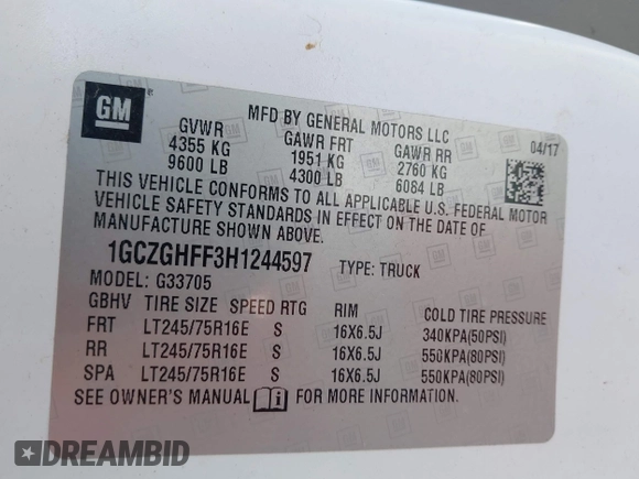 2017 Chevrolet Express Cargo с VIN 1GCZGHFF3H1244597, выставлен на аукционе IAAI как лот 42318882 с пробегом 220 604 миль миль и . История ставок и продаж доступна на DreamBid. Изображение 9.