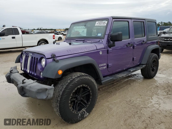 2018 Jeep Wrangler JK Unlimited Sport S with VIN 1C4BJWDG7JL907716, listed as a Copart auction lot 41833105 with 64,279 mi miles and Salvage Title. Bid and sale history available at carsss.com. Image 1.