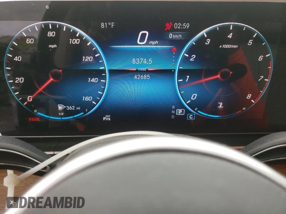 2021 Mercedes-Benz GLE 350 with VIN 4JGFB4JB8MA401559, listed as a Copart auction lot 63308195 with 42,685 mi miles and Salvage title. Bid and sale history available at DreamBid. Image 9.