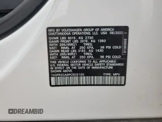 2023 Volkswagen Atlas SEL Premium R-Line z VIN 1V2FR2CA9PC503100, wystawiony jako Copart lot #58173885 z przebiegiem 43 016 mil mil oraz Szkoda całkowita • Salvage title. Historia ofert i sprzedaży dostępna na DreamBid. Obrazek 14.