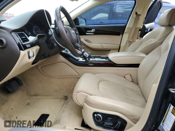 2014 Audi A8 4.0T with VIN WAUR2AFD1EN003630, listed as a Copart auction lot 46366935 with 101,747 mi miles and Salvage Title. Bid and sale history available at DreamBid. Image 7.