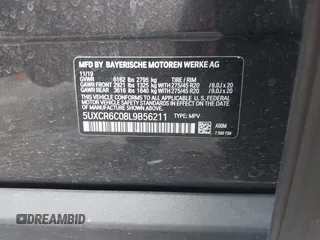 2020 BMW X5 xDrive40i with VIN 5UXCR6C08L9B56211, listed as a IAAI auction lot 41967486 with 51,973 mi miles. Bid and sale history available at carsss.com. Image 9.