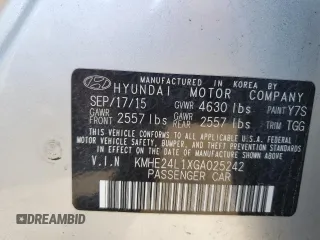 2016 Hyundai Sonata Hybrid SE with VIN KMHE24L1XGA025242, listed as a Copart auction lot 47191383 with 57,688 mi miles. Bid and sale history available at carsss.com. Image 14.
