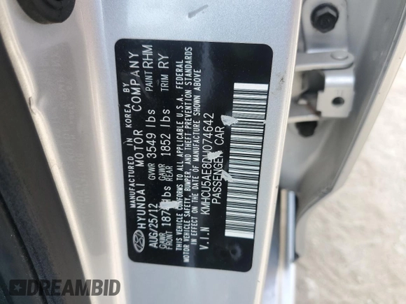 2013 Hyundai Accent SE with VIN KMHCU5AE8DU074642, listed as a Copart auction lot 52932205 with 119,518 mi miles and Salvage Title. Bid and sale history available at carsss.com. Image 12.