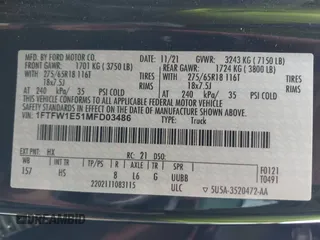 2021 Ford F-150 XL with VIN 1FTFW1E51MFD03486, listed as a IAAI auction lot 40733759 with 66,537 mi miles and . Bid and sale history available at DreamBid. Image 9.