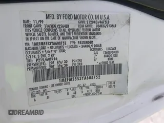 2000 Mercury Sable LS Premium with VIN 1MEFM55S3YA608752, listed as a IAAI auction lot 42391598 with 199,256 mi miles and . Bid and sale history available at DreamBid. Image 9.