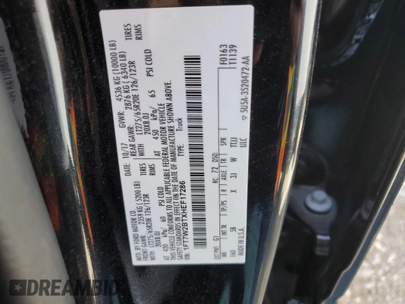 2017 Ford F-250 Lariat z VIN 1FT7W2BTXHEF17286, wystawiony jako Copart lot #55722875 z przebiegiem 75 231 mil mil oraz Czysty tytuł • Clean title. Historia ofert i sprzedaży dostępna na DreamBid. Obrazek 13.