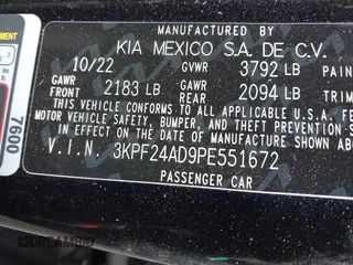2023 Kia Forte LXS with VIN 3KPF24AD9PE551672, listed as a IAAI auction lot 41794626 with 24,257 mi miles and . Bid and sale history available at carsss.com. Image 9.
