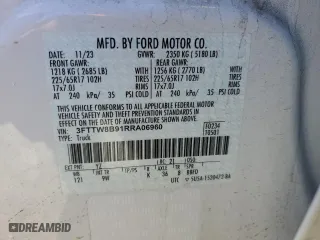 2024 Ford Maverick XL with VIN 3FTTW8B91RRA06960, listed as a Copart auction lot 46300645 with 9,975 mi miles and Salvage Title. Bid and sale history available at carsss.com. Image 12.
