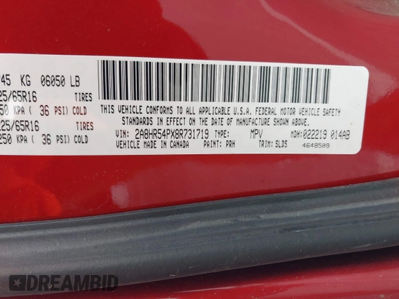 2008 Chrysler Town & Country Touring with VIN 2A8HR54PX8R731719, listed as a IAAI auction lot 42220977 with 128,977 mi miles and . Bid and sale history available at DreamBid. Image 9.