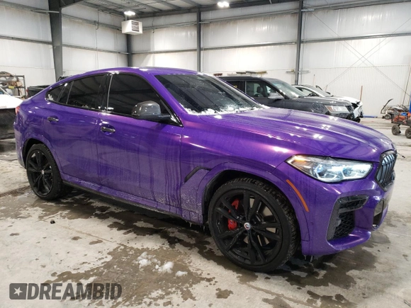 2022 BMW X6 M50i z VIN 5UXCY8C07N9K85135, wystawiony jako Copart lot #45385725 z przebiegiem 57 106 mil mil oraz Szkoda całkowita • Salvage title. Historia ofert i sprzedaży dostępna na DreamBid. Obrazek 4.