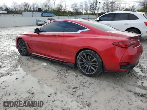 2017 Infiniti Q60 Red Sport 400 with VIN JN1FV7EL6HM701592, listed as a Copart auction lot 81462554 with 63,276 mi miles and Salvage title. Bid and sale history available at DreamBid. Image 2.