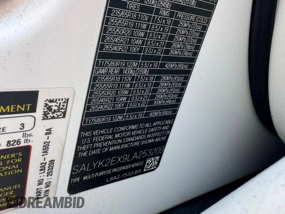 2020 Land Rover Range Rover Velar R-Dynamic S z VIN SALYK2EX9LA25320, wystawiony jako Copart lot #62625285 z przebiegiem 134 616 mil mil oraz Czysty tytuł • Clean title. Historia ofert i sprzedaży dostępna na DreamBid. Obrazek 10.