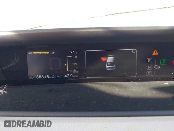 2016 Toyota Prius Four with VIN JTDKARFU3G3522070, listed as a IAAI auction lot 41119582 with 188,816 mi miles. Bid and sale history available at carsss.com. Image 7.
