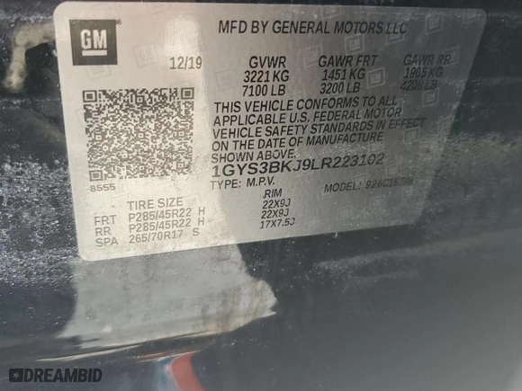 2020 Cadillac Escalade Luxury with VIN 1GYS3BKJ9LR223102, listed as a Copart auction lot 74693304 with 0 mi miles and Salvage Title. Bid and sale history available at carsss.com. Image 14.