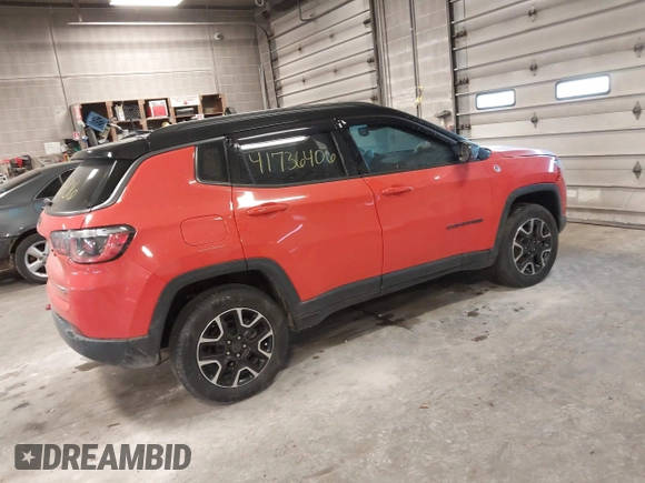 2020 Jeep Compass Trailhawk with VIN 3C4NJDDB9LT122174, listed as a IAAI auction lot 41736406 with 74,807 mi miles and . Bid and sale history available at carsss.com. Image 4.