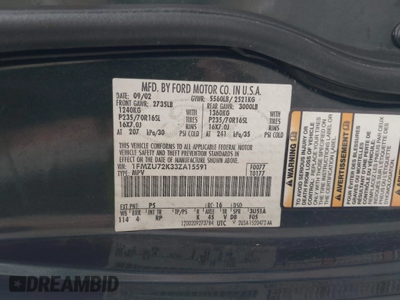 2003 Ford Explorer XLS с VIN 1FMZU72K33ZA15591, выставлен на аукционе IAAI как лот 42515001 с пробегом 133 785 миль миль и . История ставок и продаж доступна на DreamBid. Изображение 9.