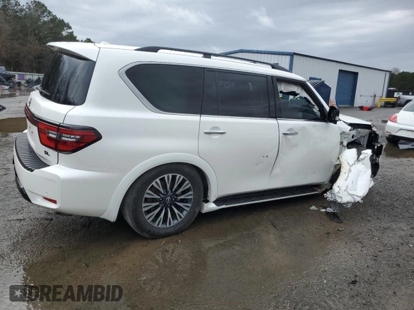 2021 Nissan Armada SL with VIN JN8AY2BA7M9372665, listed as a Copart auction lot 47843675 with 128,533 mi miles and Salvage Title. Bid and sale history available at carsss.com. Image 3.