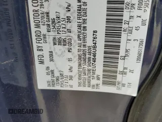 2006 Ford Explorer Eddie Bauer with VIN 1FMEU74846UB47678, listed as a Copart auction lot 60109615 with Not provided miles and Salvage title. Bid and sale history available at DreamBid. Image 13.