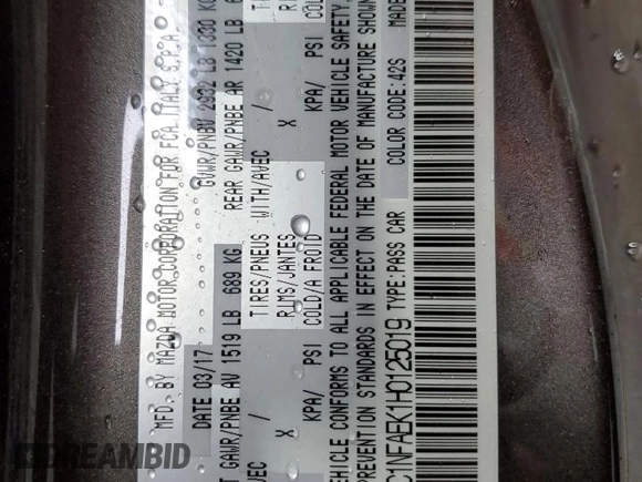 2017 FIAT 124 Spider Elaborazione Abarth z VIN JC1NFAEK1H0125019, wystawiony jako Copart lot #51663565 z przebiegiem Nie podano mil oraz Szkoda całkowita • Salvage title. Historia ofert i sprzedaży dostępna na DreamBid. Obrazek 13.
