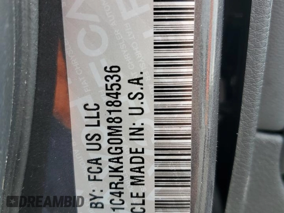 2021 Jeep Grand Cherokee Altitude with VIN 1C4RJKAG0M8184536, listed as a Copart auction lot 58702645 with 82,864 mi miles and Salvage title. Bid and sale history available at DreamBid. Image 13.