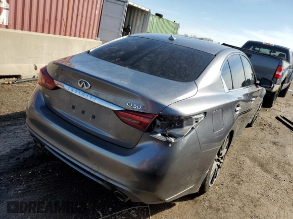 2018 Infiniti Q50 Red Sport 400 with VIN JN1FV7AR1JM700091, listed as a Copart auction lot 49920735 with 59,254 mi miles and Salvage Title. Bid and sale history available at DreamBid. Image 3.