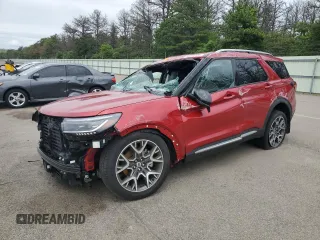 2025 Ford Explorer Platinum с VIN 1FMWK8HC1SGB91581, выставлен на аукционе Copart как лот 60361235 с пробегом 2 860 миль миль и Списание • Salvage title. История ставок и продаж доступна на DreamBid. Изображение 1.