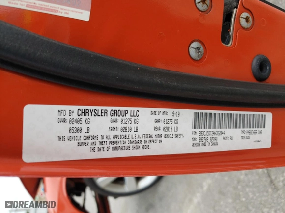 2010 Dodge Challenger R/T with VIN 2B3CJ5DT2AH322844, listed as a Copart auction lot 49781265 with 0 mi miles and Salvage Title. Bid and sale history available at carsss.com. Image 12.