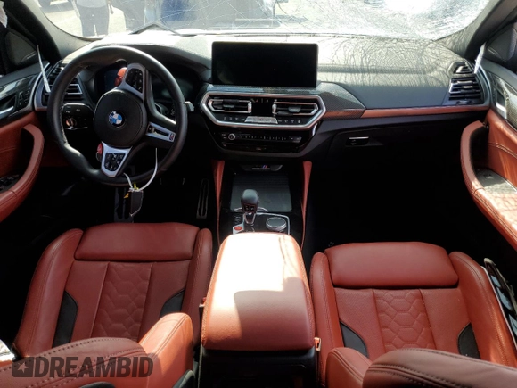 2023 BMW X4 M with VIN 5YM23EC08P9S82734, listed as a Copart auction lot 53445774 with 0 mi miles and Salvage Title. Bid and sale history available at carsss.com. Image 8.