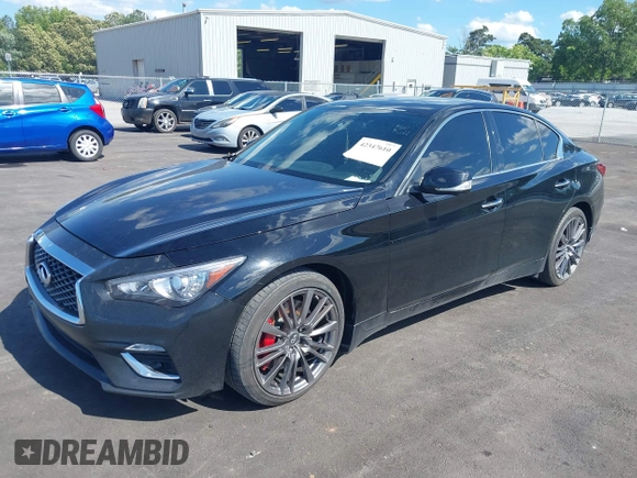 2018 Infiniti Q50 Red Sport 400 with VIN JN1FV7APXJM461106, listed as a IAAI auction lot 42347610 with 40,464 mi miles and . Bid and sale history available at DreamBid. Image 17.