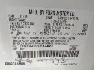 2020 Ford Edge SEL with VIN 2FMPK4J98LBA24655, listed as a IAAI auction lot 41821740 with 64,382 mi miles. Bid and sale history available at carsss.com. Image 9.