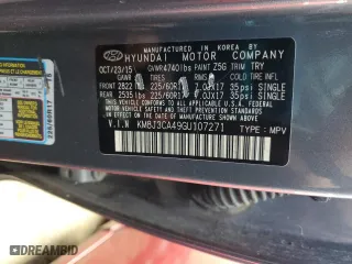 2016 Hyundai Tucson SE with VIN KM8J3CA49GU107271, listed as a Copart auction lot 70699594 with 0 mi miles and Salvage Title. Bid and sale history available at carsss.com. Image 13.