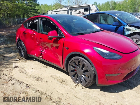 2022 Tesla Model Y Performance with VIN 7SAYGDEFXNF513951, listed as a IAAI auction lot 41986001 with 37,225 mi miles and . Bid and sale history available at DreamBid. Image 6.